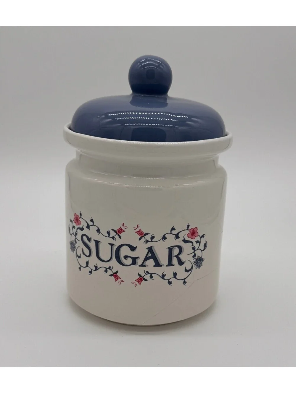 Vintage Jay Imports Cottagecore Ceramic Sugar Canister (cracked)